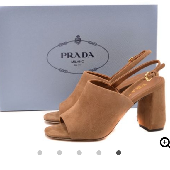 Prada Shield Suede Calzature Donna Camoscio Sling heels sz. 37/ 6.5 - Picture 2 of 16